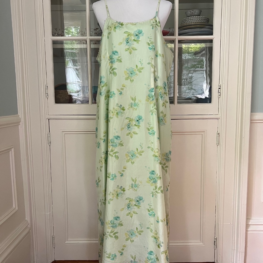 NWT PÉRO By Aneeth Arora Silk Slip Dress, Floral Green, Lined, Size XL/EU 44